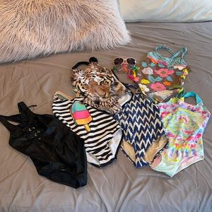 6 bundle one pc bathing suits sizes 6/7/ 6x/ 7/8 various brand
